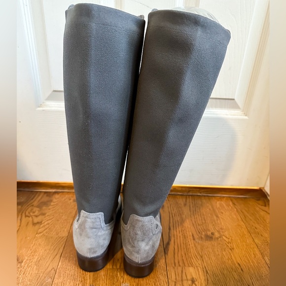 HPπ NWOT Johnston & Murphy Gray Suede and Leather Jade Riding Boots Size 7.5 - Picture 3 of 10